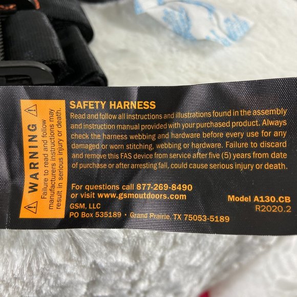 GSM Outdoor Model A130 Hunting Tree Stand Safety Harness Black New - Picture 5 of 8